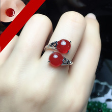 红玉髓宝石戒指女时尚个性玛瑙食指指环本命年礼物