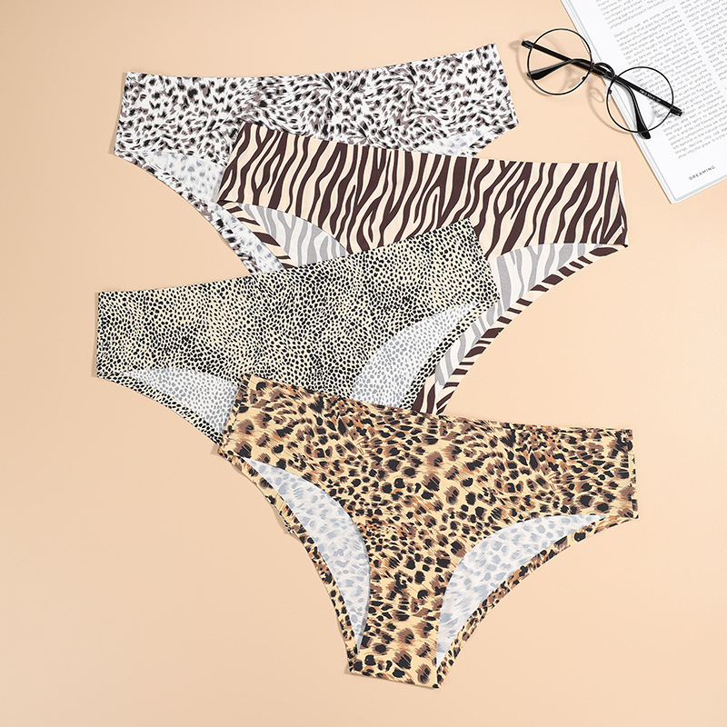 European and American Sexy Leopard Print Underwear Ladies Low Waist One Piece Seamless Sport Underwear Women's Briefs Quick-Drying Casual Cut