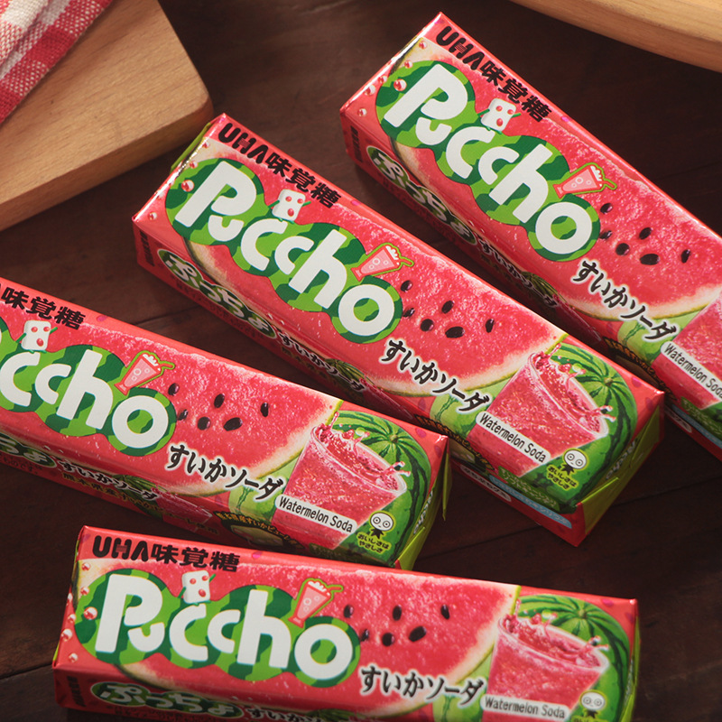 日本进口零食 悠哈uha 什锦西瓜果汁夹心味觉糖50g普超橡皮糖中糖