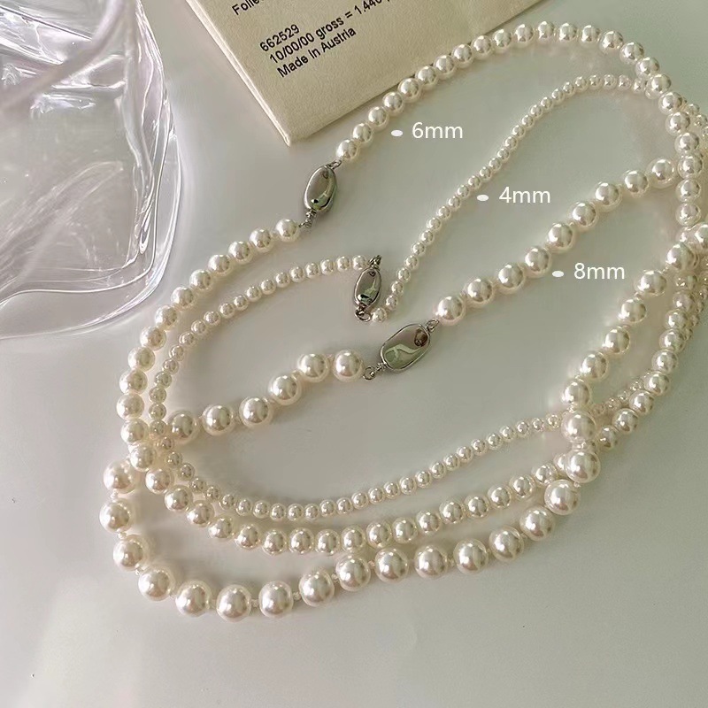 Korean Fever Same Pearl Necklace Ins Style Classic Yuanbao Knot Short Pearl Necklace Sweater Chain for Women