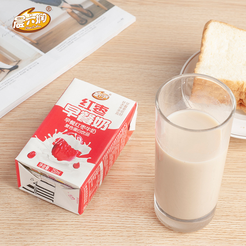 红枣牛奶学生儿童早餐奶代餐250ml*24盒牛奶整箱批发包邮一件代发