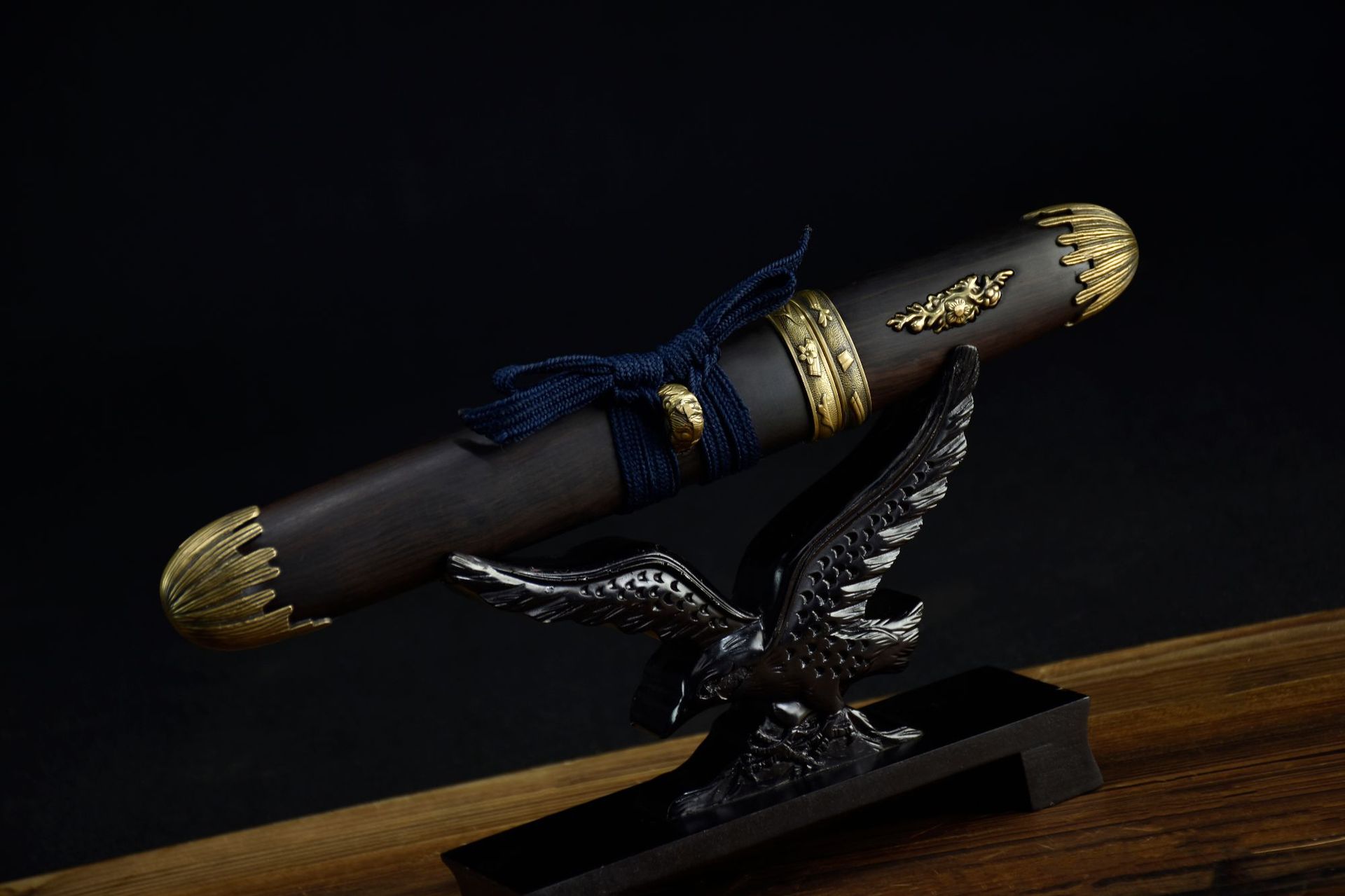 龙泉市刀剑花纹钢手工锻打短唐横刀一体影视短刀防身冷兵器未开刃