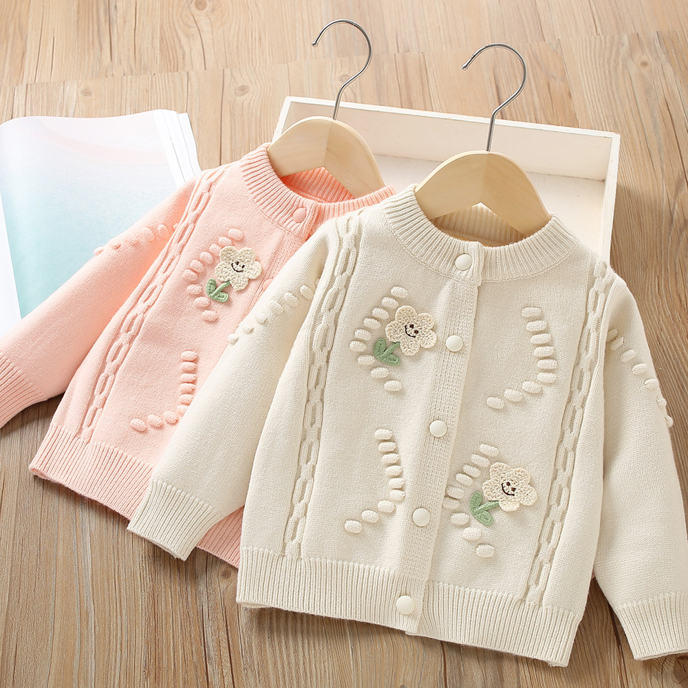 女童毛衣开衫2023秋冬新款韩版洋气女宝宝百搭儿童毛线外套衫