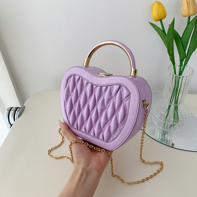 Box Bag for Women 2023 New Fashion Korean Style Popular Special-Interest Design Heart-Shaped Chain Portable Cosmetic Bag