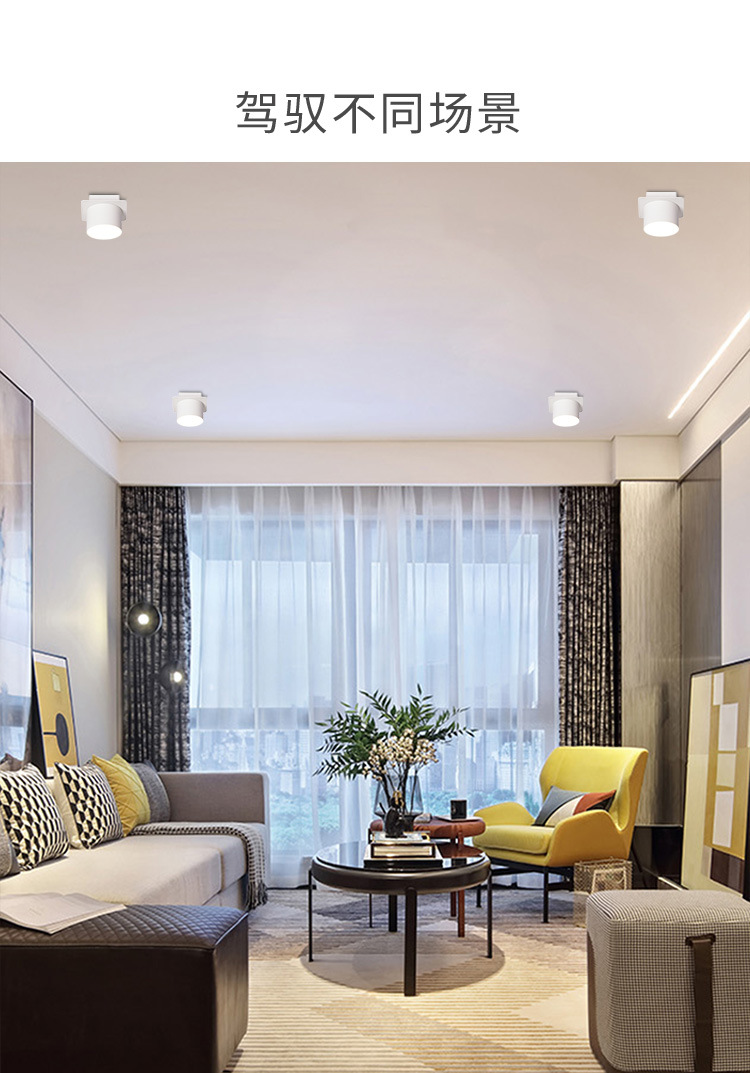 无主灯圆单双头筒灯客厅明装嵌入式家用天花筒射灯卧室过道餐厅创