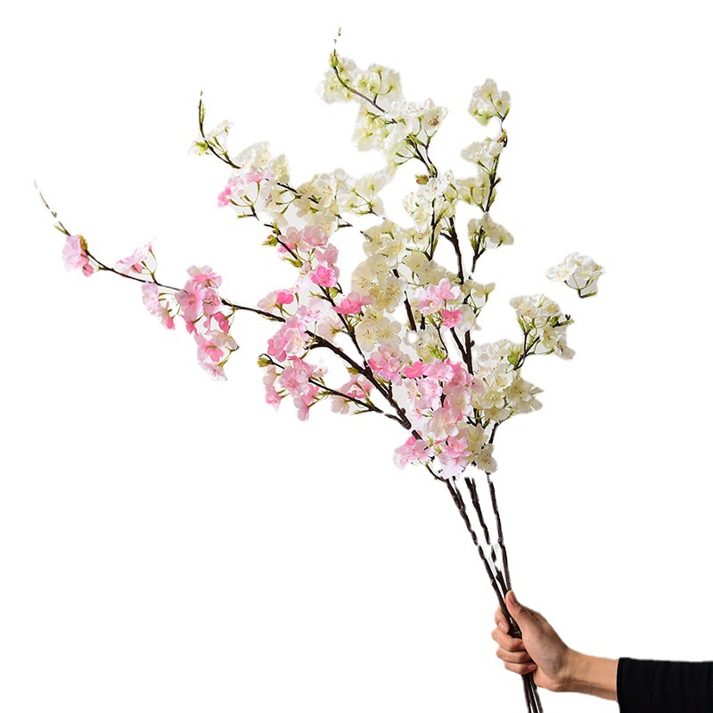 Artificial Cheery Branch Artificial Flower Fake Flower Branch Single Cherry Blossom Living Room Branch Silk Flower Wedding Arrangement Fake Cherry Blossom Wholesale