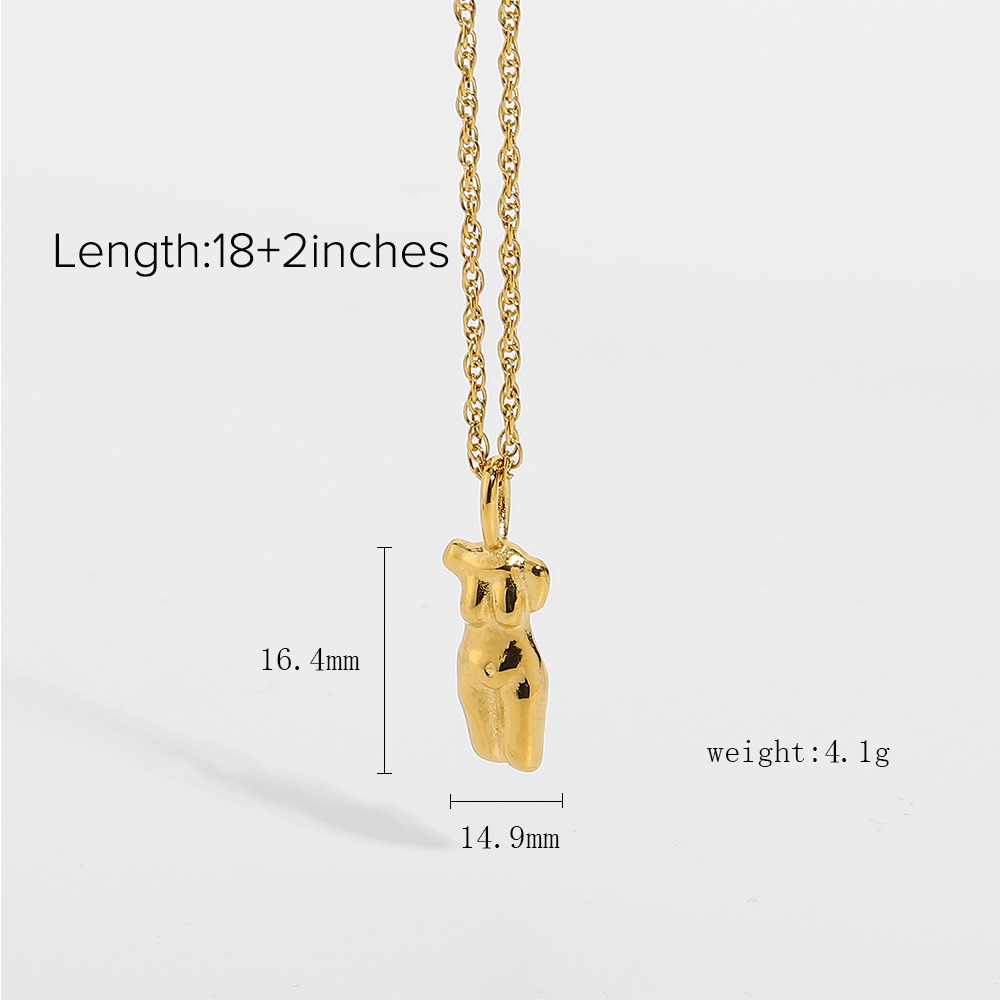 Canadian Designer Abstract Human Face Pendant Necklace Women's Gold Plated Stainless Steel Necklace New