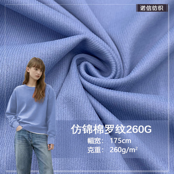 仿锦棉罗纹260g细绒弹力双面螺纹布肌理柔软上衣打底服装针织面料