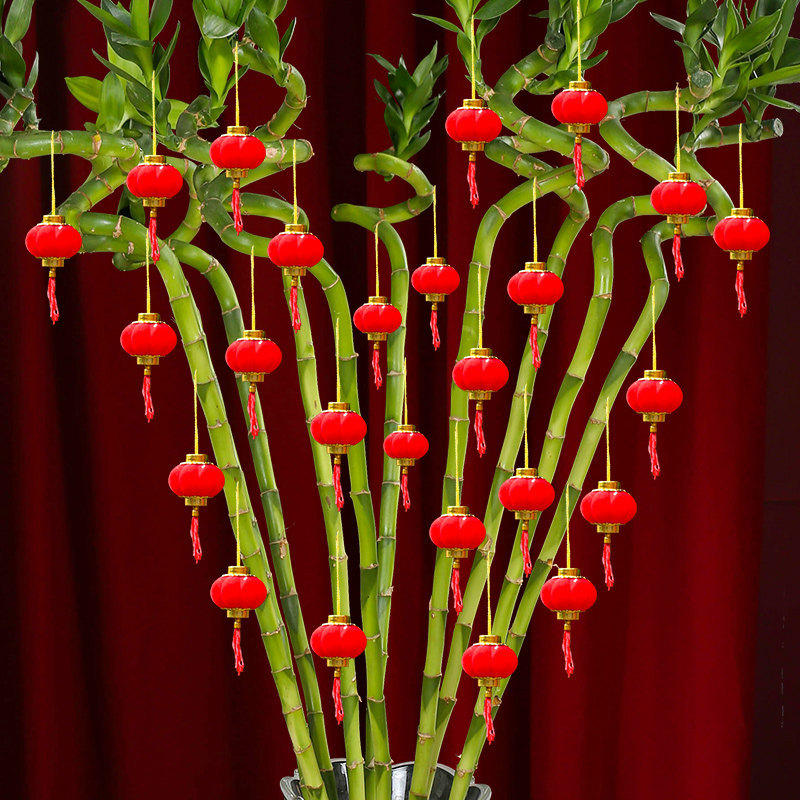 2022年宵花过年装饰挂件绿植植物盆栽家里富贵竹小灯笼挂饰过新年