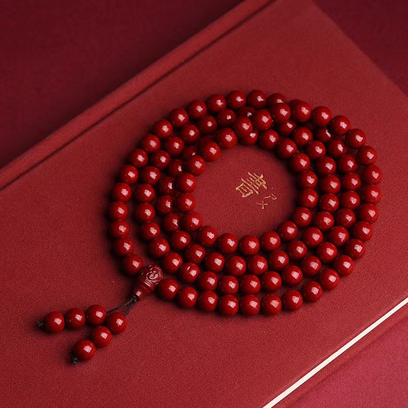 Natural Cinnabar 108 Beads Bracelet Diy Multi-Circle Bracelet Sweater Chain Wholesale