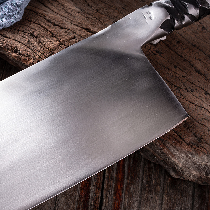 锻打菜刀斩切片刀钢头铸柄一体锤纹龙泉不锈锰碳钢切肉片厨师家用