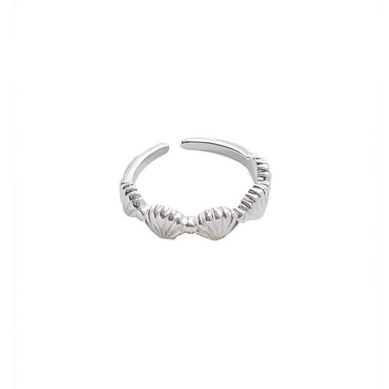 S925 Sterling Silver Shell Ring Female Special-Interest Design Switchable Index Finger Ring Twin Style Ring Ins Trendy Light Luxury Bracelet