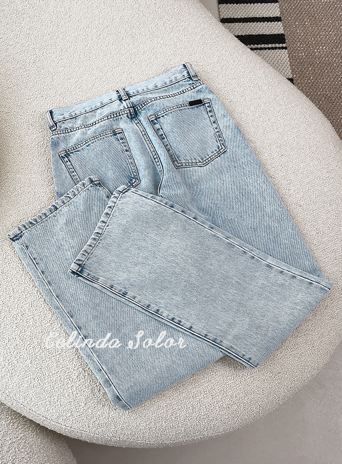 High-End Word-of-Mouth Line_yupi Fan Washed Stonewashed Light Blue Straight Jeans