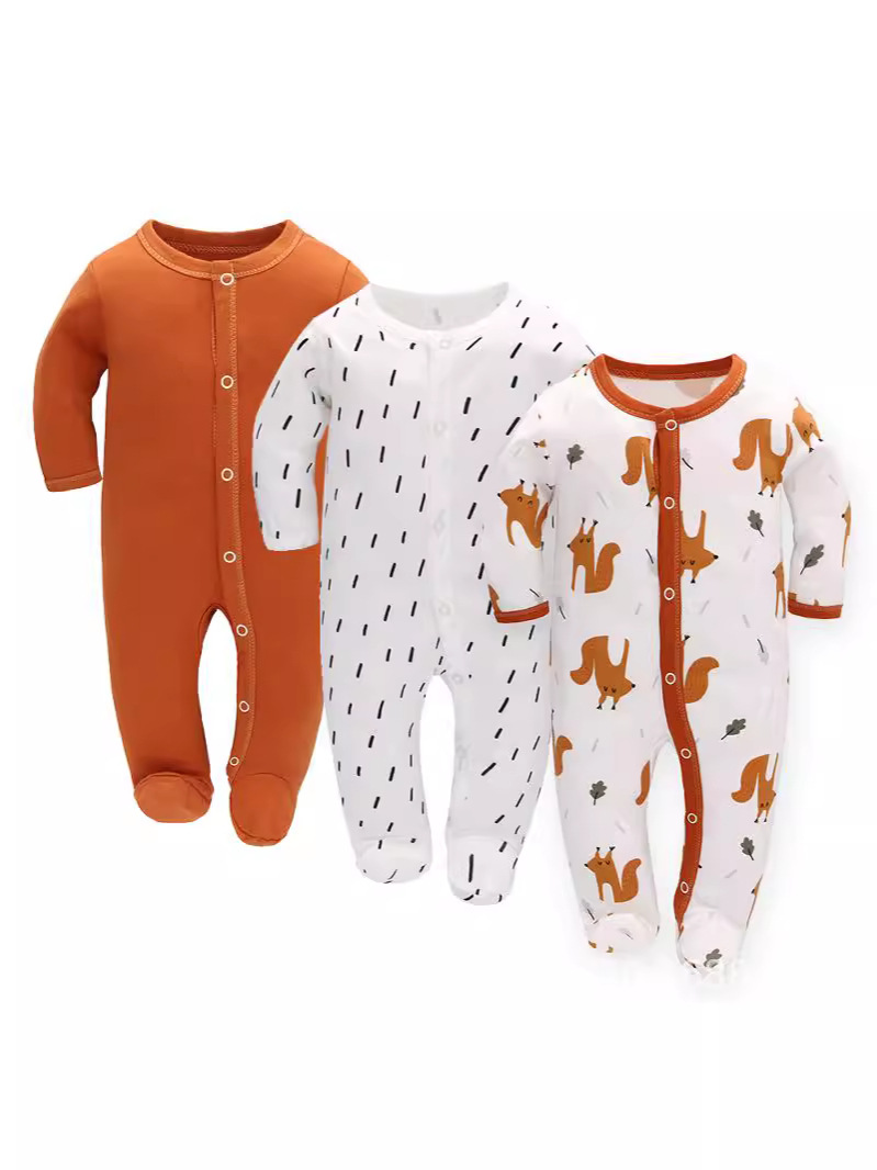 Baby Baby Jumpsuit Spring and Autumn Long-Sleeved Newborn Jumpsuit Baby Foot-Wrapped Romper Jumpsuit Baby Clothes