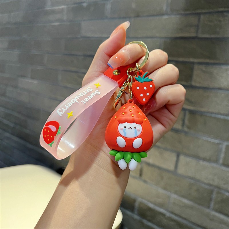 Genuine Creative Cartoon Strawberry Family Keychain Cute Strawberry Elf Key Chain South Bank Handbag Pendant Wholesale