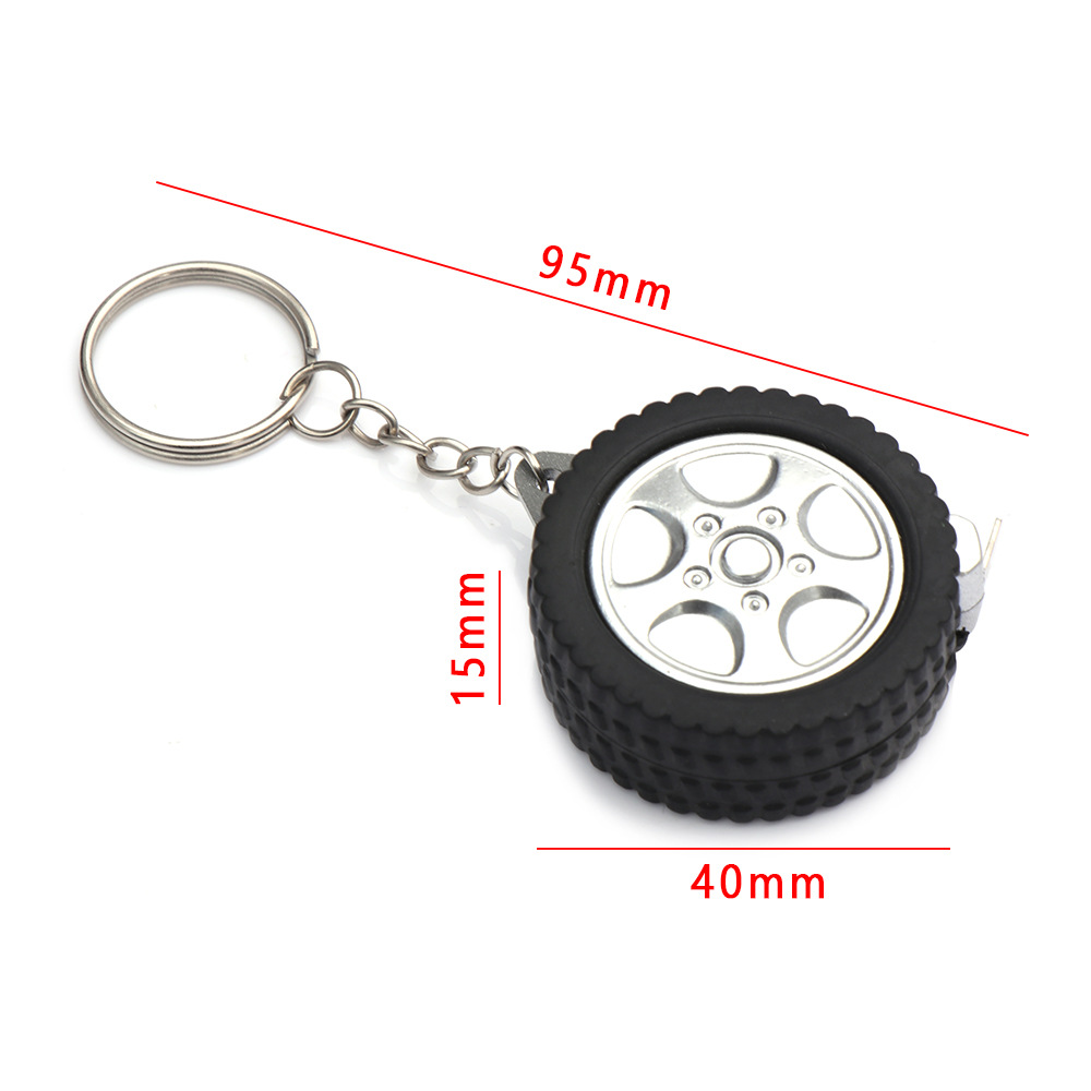 Factory Supply Plastic Tape Keychain Car Tire Tape Measure 1 M Tire Steel Tap Keychain