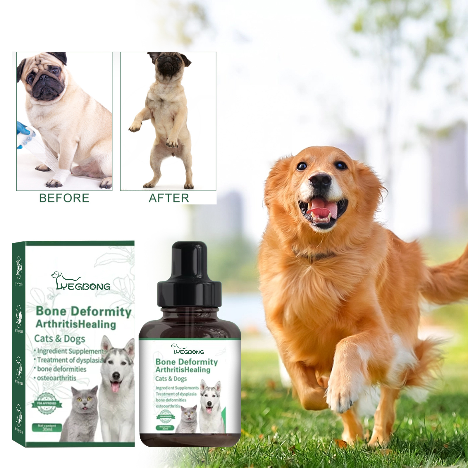 Yegbong Pet Joint Repair Drops Dog Cat Body Joint Pain Muscles and Bones Relief Care Solution