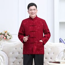 中国风中式复古唐装男士秋冬外套中老年爸爸装长袖上衣新款男装