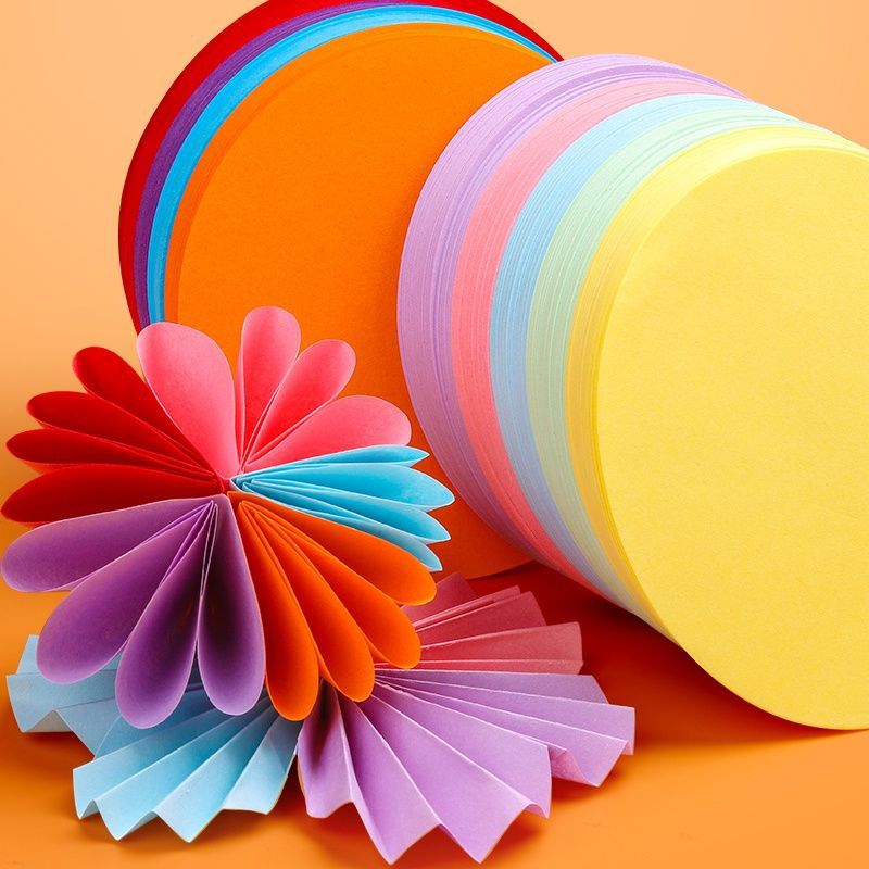 折纸批发圆形彩色纸彩纸幼儿园儿童diy制作材料绣球彩纸厂家代发