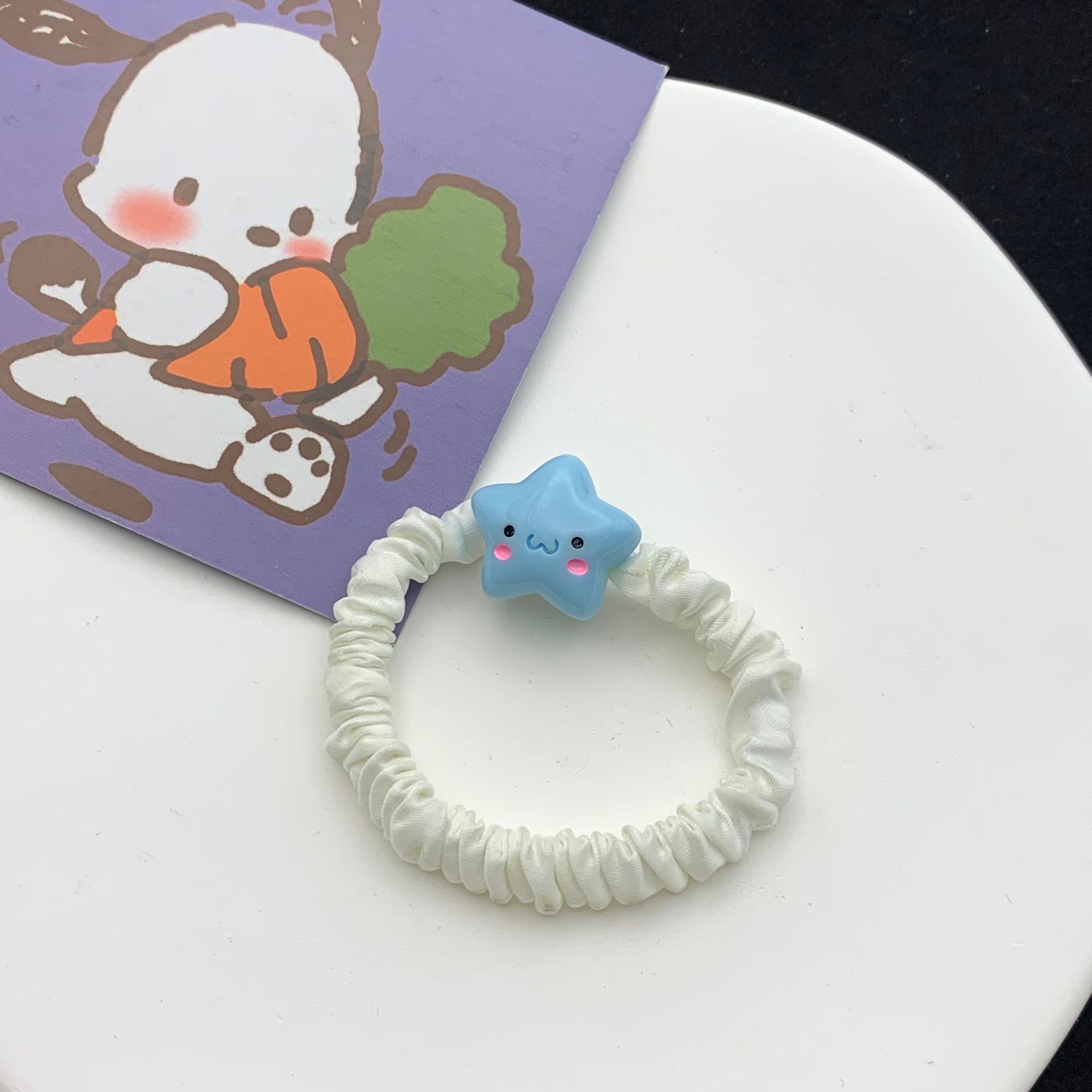 Cute Smiley XINGX Hair Ring Ins Soft and Cute Girl Five-Pointed Star Cartoon Hair Rope Sweet Ponytail Small Intestine Ring Hair Accessories