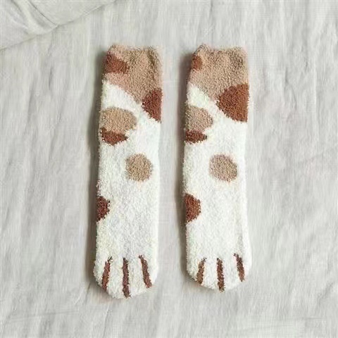 Coral Fleece Socks Women's Autumn and Winter Fleece-Lined Thickening Towel Room Socks Mid-Calf Length Maternity Socks Warm Sleeping Socks