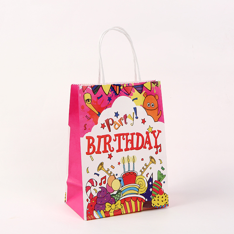 Birthday Gift Bag Happy Birthday Printed Kraft Paper Bag Birthday Gift Bag Children's Gift Bag