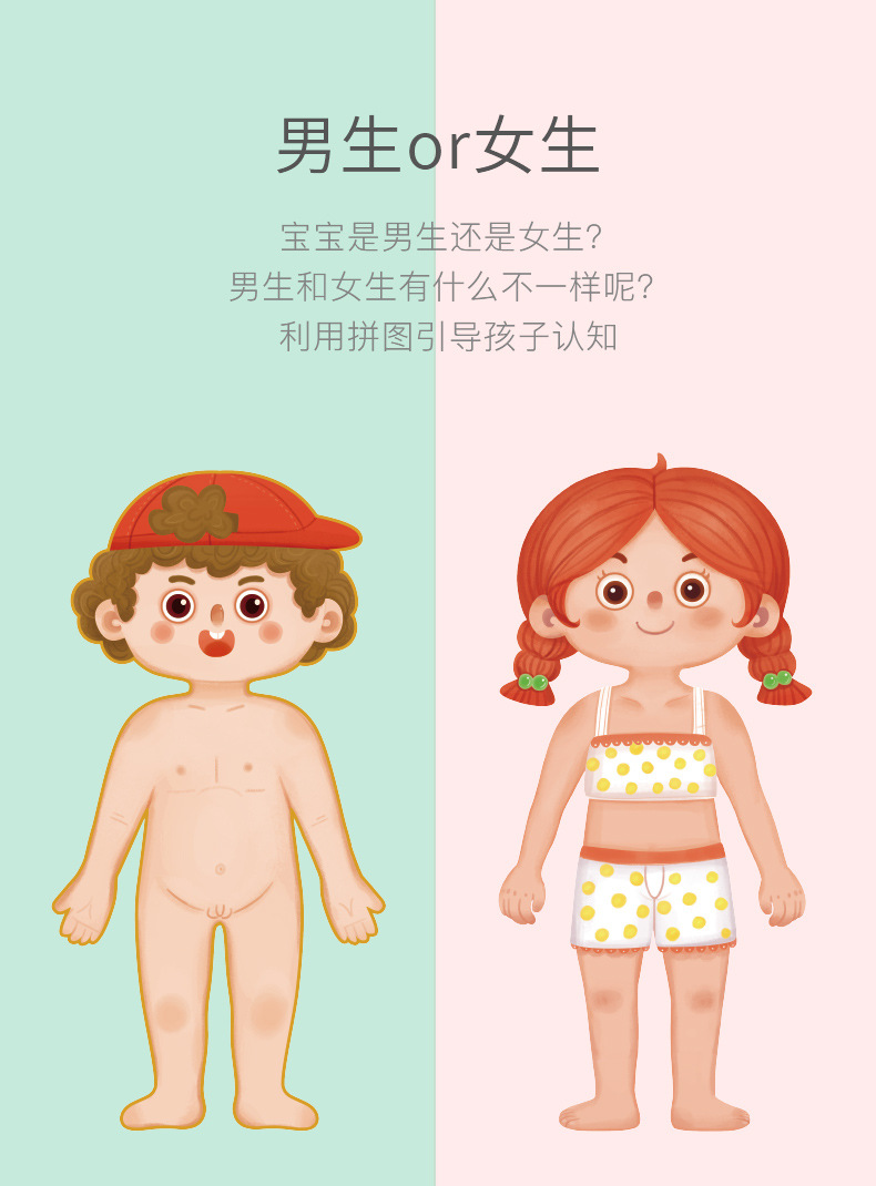 儿童认知男女孩人体身体结构拼图器官图片幼儿园教具早教益智玩具