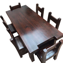 客厅家具桌子家用餐桌椅餐厅实木长方形餐桌老船木全餐台组合批发