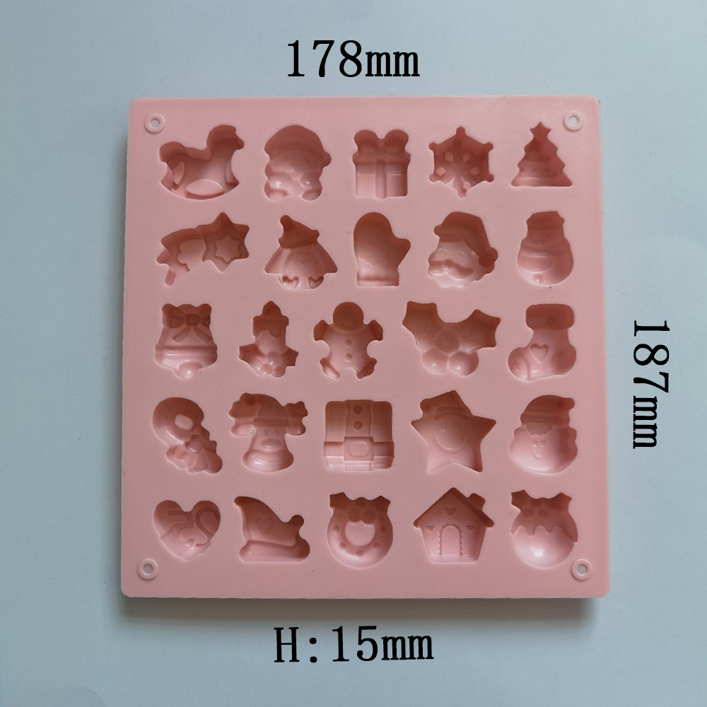 25 Even Christmas Chocolate Cake Mold Mold Non-Stick Silicone Jelly Candy Mold 3D Mold DIY