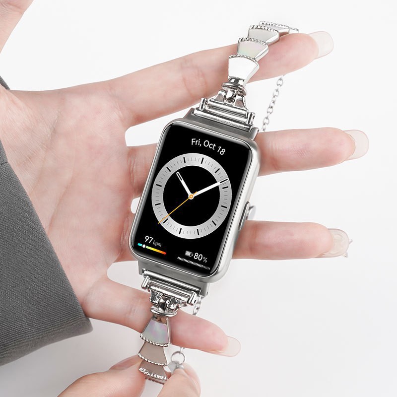 适用华为手表watch fit2金属贝壳表带运动fit new智能手环二代女