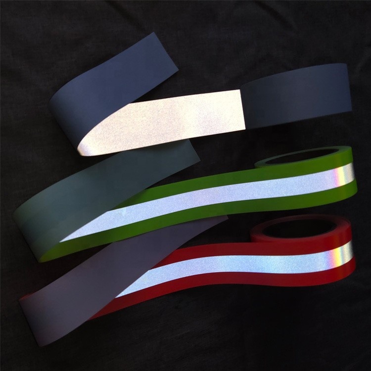 Customized 5cm Polyester Reflective Woven Tape High Temperature Resistant Clothing Handicraft Accessories Highlight Color Reflective Stripe