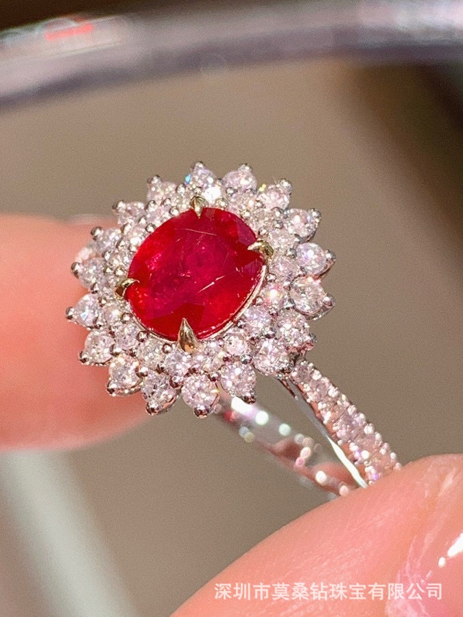 18k金天然红宝石戒指 红宝石1.