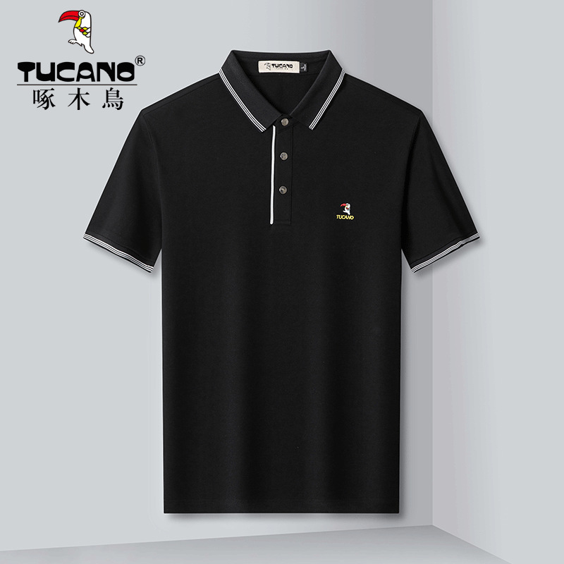 啄木鸟夏装新款男士t恤短袖polo衫翻领绣标半袖宽松型休闲商务装