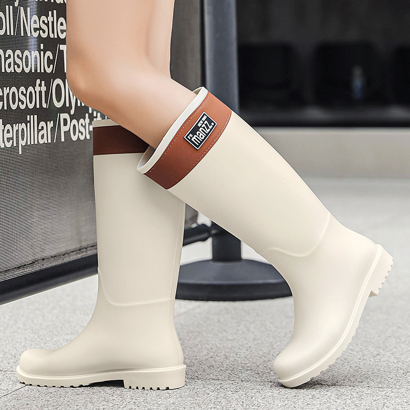 跨境日韩高筒外贸时尚雨鞋韩版网红女款高帮长筒防水防滑耐磨雨靴