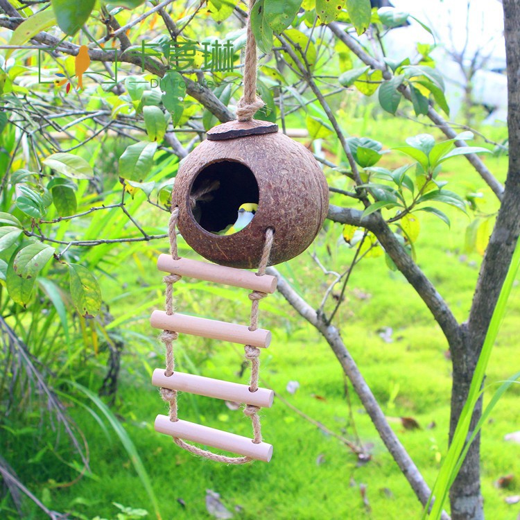 椰壳鸟屋鸟房子虎皮珍珠文鸟窝玄风鹦鹉窝大鸟巢田园壳松鼠笼装饰