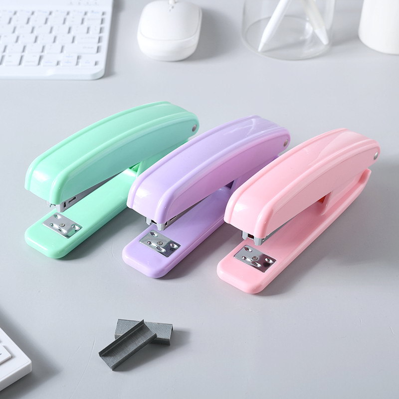 Cross-Border Direct Supply No. 12 Labor-Saving Binding Stapler Macaron Color Large Stapler Wholesale Office Desktop Universal