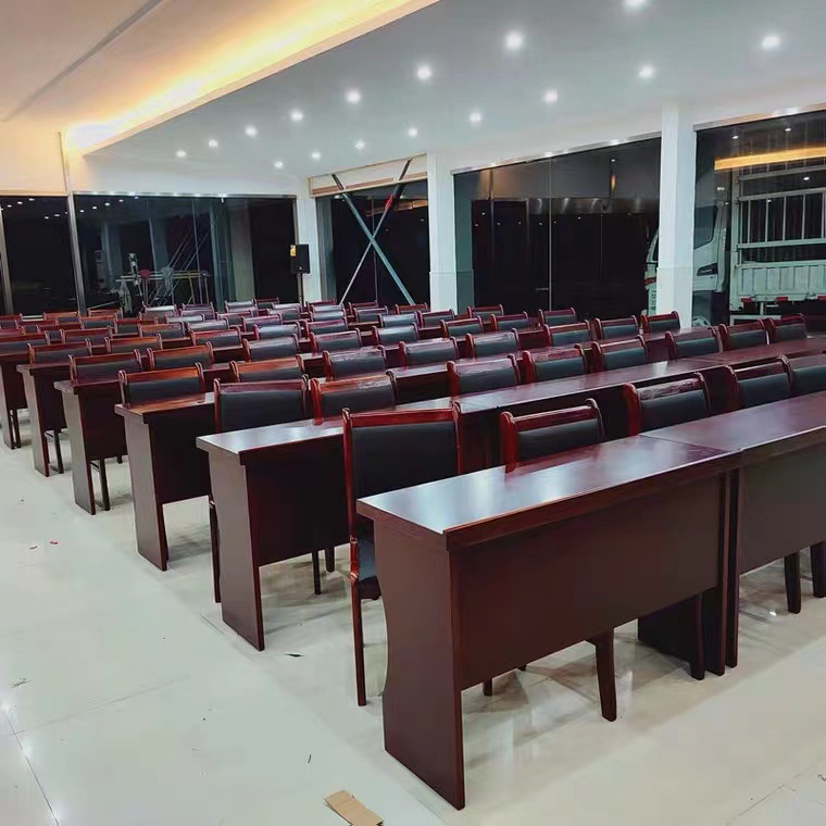 长沙办公家具会议长条桌贴胡桃木皮双人会议桌条桌油漆三人课桌