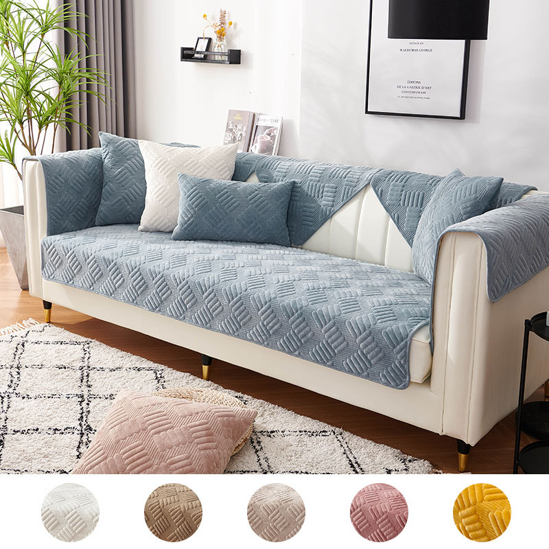 Nordic Simple Modern White Ins Style Plush Sofa Cushion Thickened Non-Slip Leather Sofa Cover Slipcover Four Seasons Universal