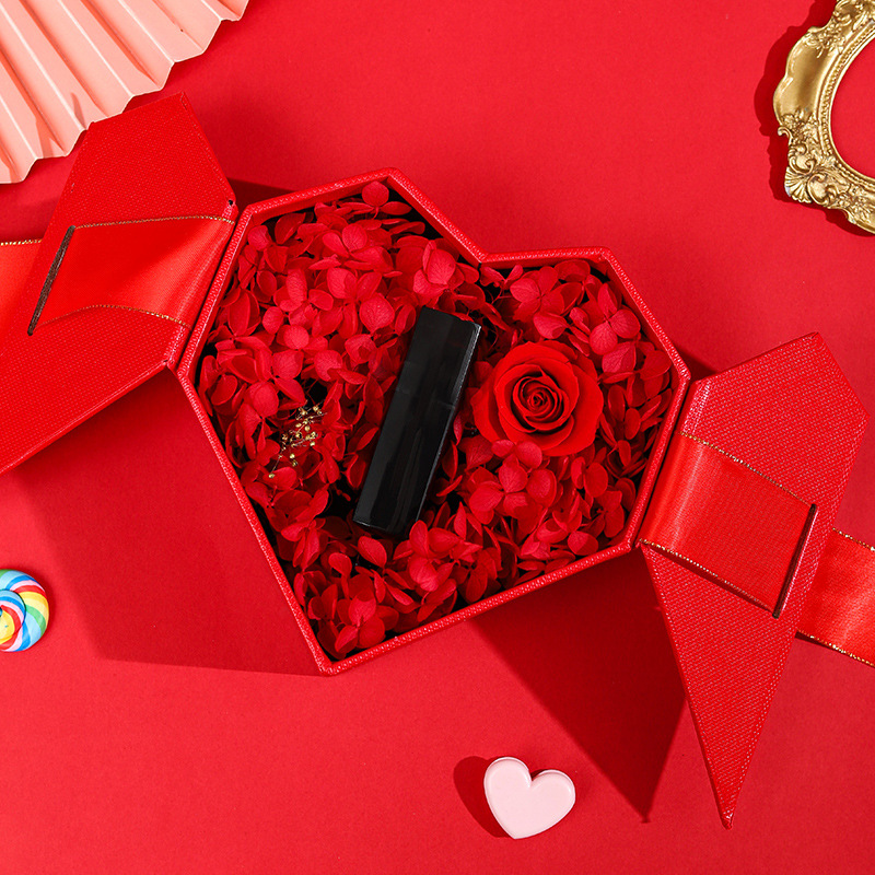 创意爱心唇釉口红礼盒玫瑰永生花情人节送老婆女友浪漫生日礼物