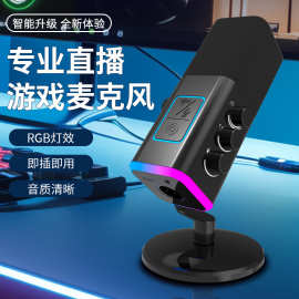 WM13跨境USB直播麦克风炫彩渐变RGB动圈游戏降噪麦克风