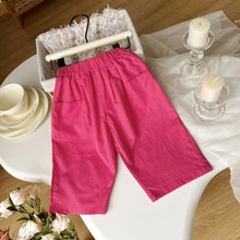 【现货】儿童裤子2024夏季新款时尚韩版男女童裤红色休闲纯色裤子