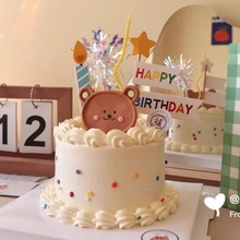 网红儿童节蛋糕装饰可爱软胶软陶小熊头摆件生日派对烘焙装扮插件