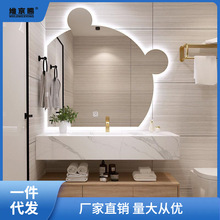 镜子现代卫浴奢轻板小熊吊柜洗手浴室柜岩台卫生间洗手盆卫生适用
