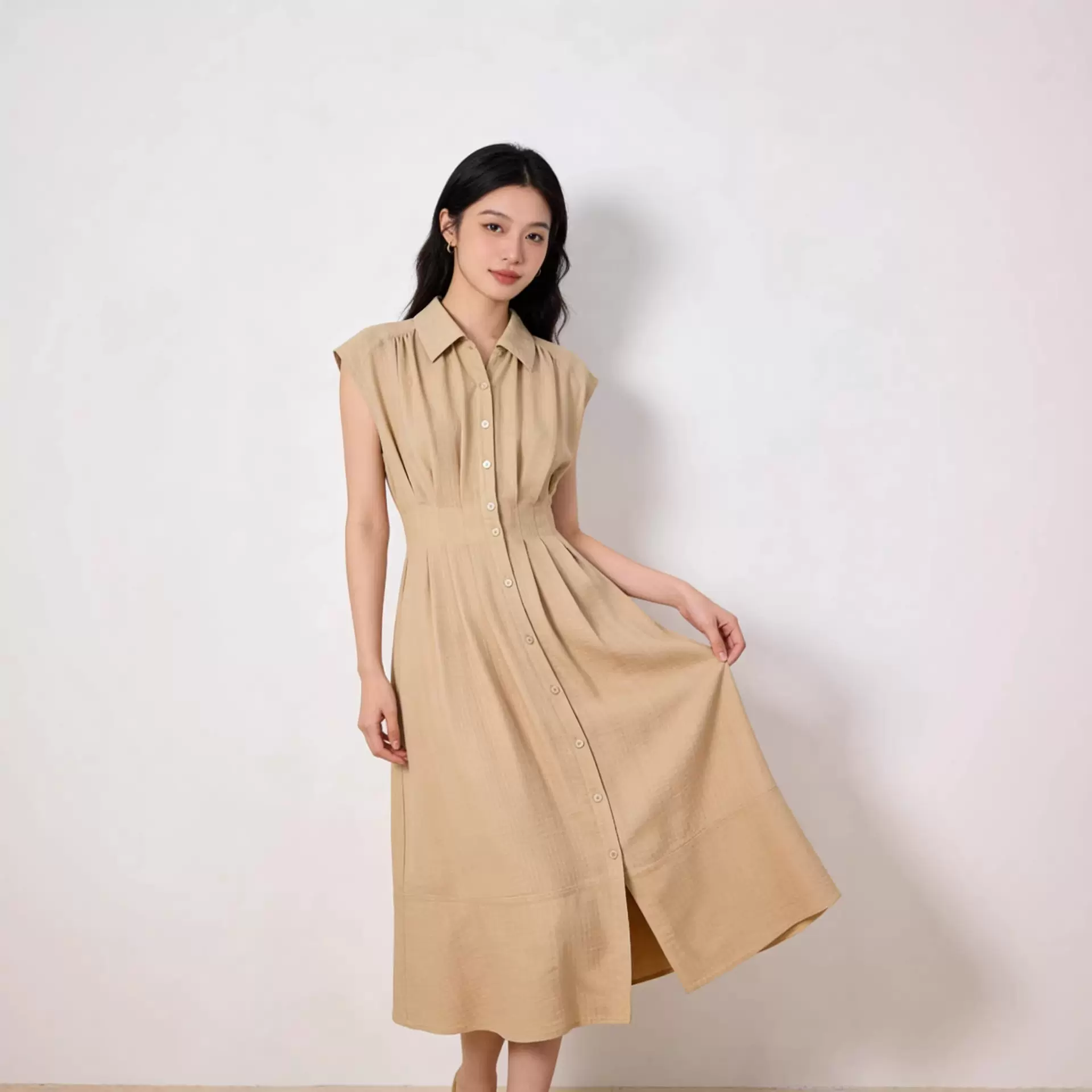 2026夏季新款真丝连衣裙桑蚕丝休闲翻领长款裙女12mm双绉蚕丝裙