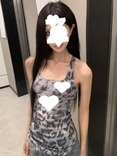美式辣妹豹纹吊带小背心女2024夏季新款性感修身显瘦外穿美背上衣