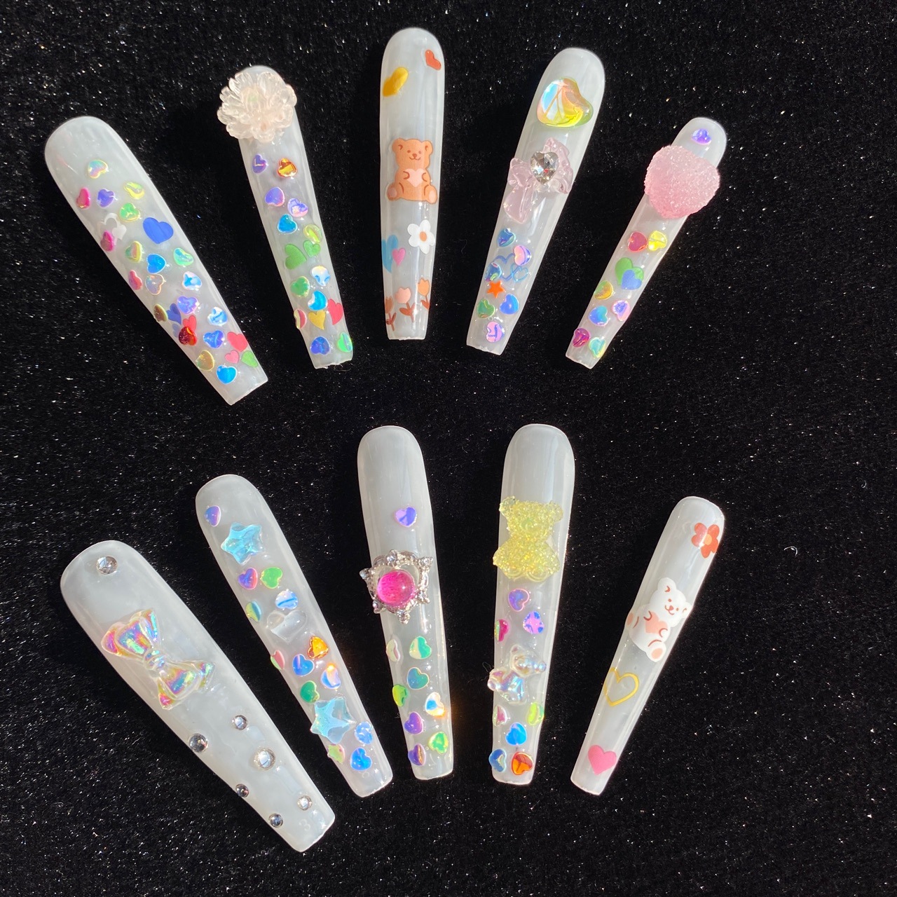 欧美跨境穿戴美甲清新爱心小可爱款可卸带式甲片成品-阿里巴巴