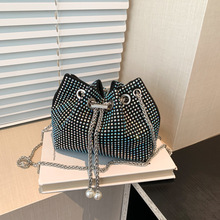 韩国直邮 代购 香奈儿chanel 复古双c 珍珠链条水桶包斜挎包 黑色