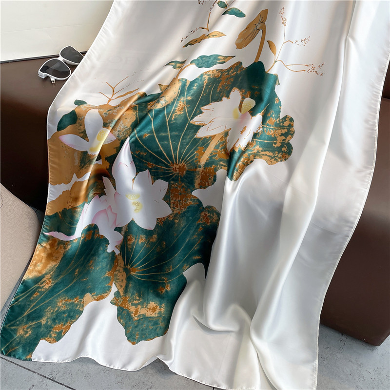 Best-Seller on Douyin Affordable Luxury Style Silk Scarf Women's Outer Wear Spring and Summer New Artificial Silk Fashion Flower Sunscreen Scarf Shawl