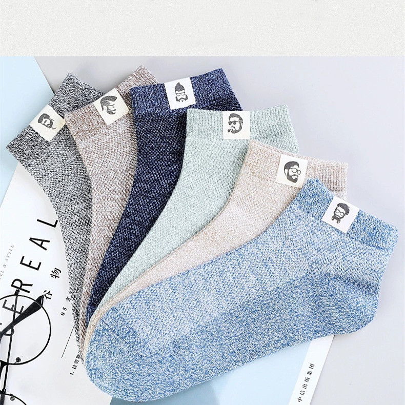 Socks Men's Summer Thin Cotton Mesh Breathable Type Men's Socks Sports Casual Fashion Cloth Label Short Men's Ankle Socks