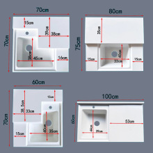 小户型洗衣盆带搓板阳台小尺寸石英石一体成型切角台盆单盆洗手盆